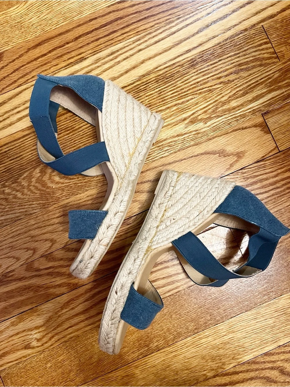 Cordani Enright Espadrille Wedge Sandals Womens 38 Blue Chambray Open Toe Shoe